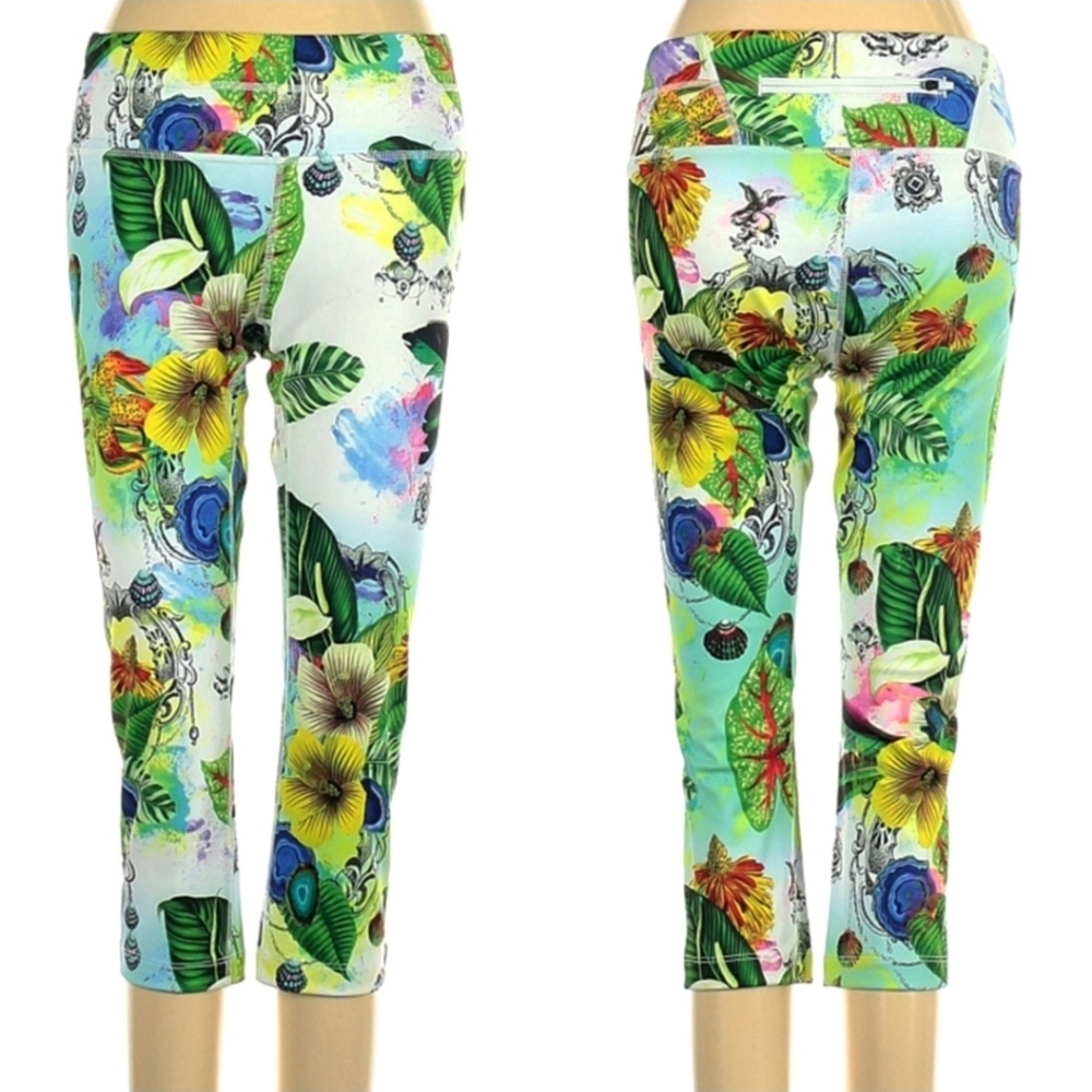 Athleta Watercolor Floral-Print Active Cropped Length Leggings RARE Size XS
